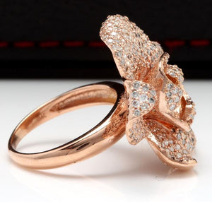 Beautiful 3.00 Carats Natural Diamond 14K Solid Rose Gold Ring