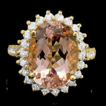 Load image into Gallery viewer, 9.00 Carats Natural Morganite and Diamond 14k Solid Yellow Gold Ring