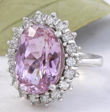 Load image into Gallery viewer, 12.02 Carats Exquisite Natural Pink Kunzite and Diamond 14K Solid White Gold Ring