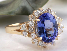 Load image into Gallery viewer, 3.84 Carats Natural Very Nice Looking Tanzanite and Diamond 14K Solid Yellow Gold Ring