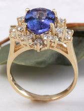Load image into Gallery viewer, 3.84 Carats Natural Very Nice Looking Tanzanite and Diamond 14K Solid Yellow Gold Ring
