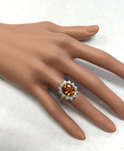 Load image into Gallery viewer, 5.90 Carats Exquisite Natural Madeira Citrine and Diamond 14K Solid White Gold Ring