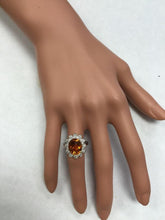 Load image into Gallery viewer, 5.90 Carats Exquisite Natural Madeira Citrine and Diamond 14K Solid White Gold Ring