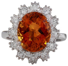 Load image into Gallery viewer, 5.90 Carats Exquisite Natural Madeira Citrine and Diamond 14K Solid White Gold Ring
