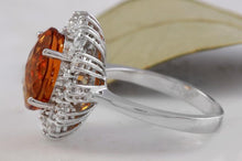 Load image into Gallery viewer, 5.90 Carats Exquisite Natural Madeira Citrine and Diamond 14K Solid White Gold Ring