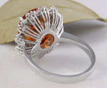 Load image into Gallery viewer, 5.90 Carats Exquisite Natural Madeira Citrine and Diamond 14K Solid White Gold Ring