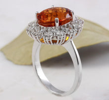 Load image into Gallery viewer, 5.90 Carats Exquisite Natural Madeira Citrine and Diamond 14K Solid White Gold Ring