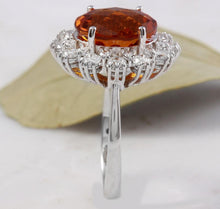 Load image into Gallery viewer, 5.90 Carats Exquisite Natural Madeira Citrine and Diamond 14K Solid White Gold Ring