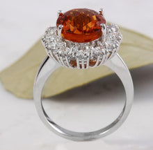 Load image into Gallery viewer, 5.90 Carats Exquisite Natural Madeira Citrine and Diamond 14K Solid White Gold Ring