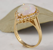 Load image into Gallery viewer, 2.75 Carats Natural Impressive Ethiopian Opal and Diamond 14K Solid Yellow Gold Ring