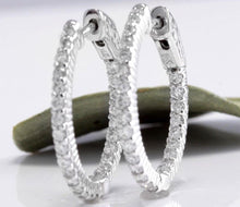 Load image into Gallery viewer, Exquisite 1.15 Carats Natural Diamond 14K Solid White Gold Hoop Earrings