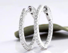 Load image into Gallery viewer, Exquisite 1.15 Carats Natural Diamond 14K Solid White Gold Hoop Earrings