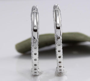 Exquisite 1.15 Carats Natural Diamond 14K Solid White Gold Hoop Earrings