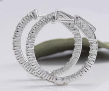 Load image into Gallery viewer, Exquisite 1.15 Carats Natural Diamond 14K Solid White Gold Hoop Earrings