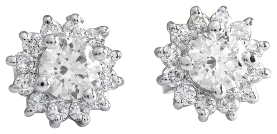 Exquisite 0.80 Carats Natural Diamond 14K Solid White Gold Stud Earrings