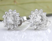 Load image into Gallery viewer, Exquisite 0.80 Carats Natural Diamond 14K Solid White Gold Stud Earrings