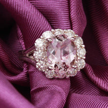 Load image into Gallery viewer, 3.70 Carats Exquisite Natural Morganite and Diamond 14K Solid White Gold Ring