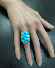 Load image into Gallery viewer, 6.80 Carats Impressive Natural Turquoise and Diamond 14K Yellow Gold Ring
