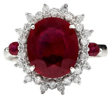 Load image into Gallery viewer, 7.75 Carats Impressive Red Ruby and Diamond 14K White Gold Ring