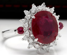 Load image into Gallery viewer, 7.75 Carats Impressive Red Ruby and Diamond 14K White Gold Ring