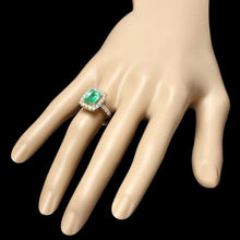 Load image into Gallery viewer, 2.70ct Natural Emerald &amp; Diamond 14k Solid Yellow Gold Ring
