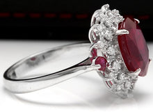 Load image into Gallery viewer, 7.75 Carats Impressive Red Ruby and Diamond 14K White Gold Ring
