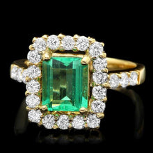Load image into Gallery viewer, 2.70ct Natural Emerald &amp; Diamond 14k Solid Yellow Gold Ring