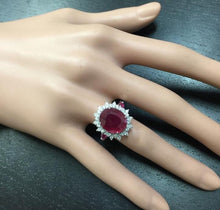 Load image into Gallery viewer, 7.75 Carats Impressive Red Ruby and Diamond 14K White Gold Ring
