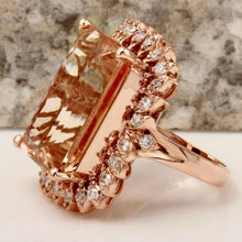 Load image into Gallery viewer, 27.25 Carats Exquisite Natural Peach Morganite and Diamond 14K Solid Rose Gold Ring
