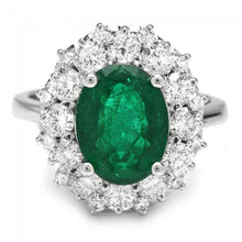 Load image into Gallery viewer, 4.85 Carats Natural Emerald and Diamond 14K Solid White Gold Ring