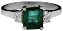 Load image into Gallery viewer, 1.82 Carats Natural Emerald and Diamond 14K Solid White Gold Ring