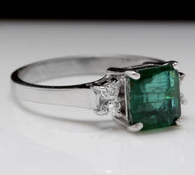 Load image into Gallery viewer, 1.82 Carats Natural Emerald and Diamond 14K Solid White Gold Ring