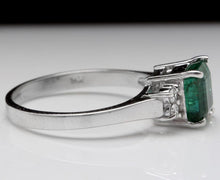 Load image into Gallery viewer, 1.82 Carats Natural Emerald and Diamond 14K Solid White Gold Ring
