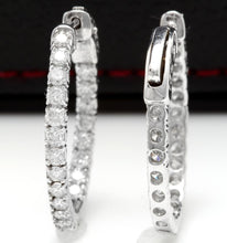 Load image into Gallery viewer, Exquisite 1.95 Carats Natural Diamond 14K Solid White Gold Hoop Earrings