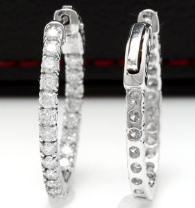 Exquisite 1.95 Carats Natural Diamond 14K Solid White Gold Hoop Earrings