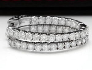 Exquisite 1.95 Carats Natural Diamond 14K Solid White Gold Hoop Earrings