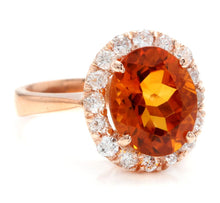 Load image into Gallery viewer, 2.70 Carats Exquisite Natural Madeira Citrine and Diamond 14K Solid Rose Gold Ring