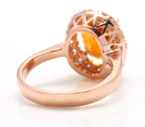 2.70 Carats Exquisite Natural Madeira Citrine and Diamond 14K Solid Rose Gold Ring