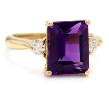 Load image into Gallery viewer, 3.48 Carats Impressive Natural Amethyst and Diamond 14K Yellow Gold Ring