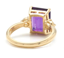 Load image into Gallery viewer, 3.48 Carats Impressive Natural Amethyst and Diamond 14K Yellow Gold Ring