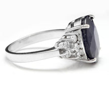 Load image into Gallery viewer, 9.60 Carats Exquisite Natural Blue Sapphire and Diamond 14K Solid White Gold Ring