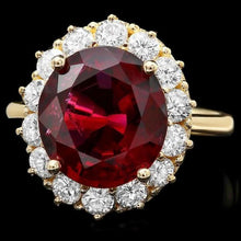 Load image into Gallery viewer, 6.20 Carats Natural Tourmaline and Diamond 14k Solid Yellow Gold Ring