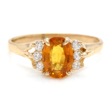 Load image into Gallery viewer, 1.65 Carats Exquisite Natural Orange Sapphire and Diamond 14K Solid Yellow Gold Ring