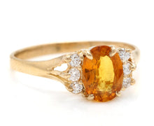 Load image into Gallery viewer, 1.65 Carats Exquisite Natural Orange Sapphire and Diamond 14K Solid Yellow Gold Ring