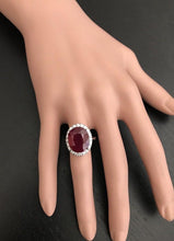 Load image into Gallery viewer, 13.30 Carats Impressive Natural Red Ruby and Diamond 14K White Gold Ring