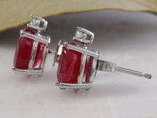 Load image into Gallery viewer, Exquisite 4.18 Carats Natural Red Ruby and Diamond 14K Solid White Gold Stud Earrings