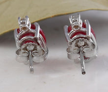 Load image into Gallery viewer, Exquisite 4.18 Carats Natural Red Ruby and Diamond 14K Solid White Gold Stud Earrings