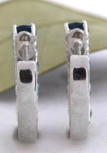Load image into Gallery viewer, Exquisite Top Quality 2.80 Carats Natural London Blue Topaz 14K Solid White Gold Huggie Earrings