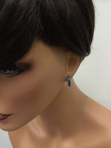 Exquisite Top Quality 2.80 Carats Natural London Blue Topaz 14K Solid White Gold Huggie Earrings