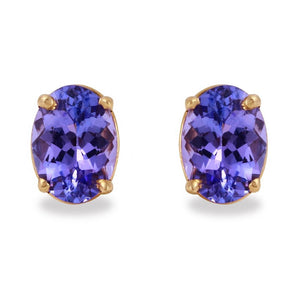 Exquisite Top Quality 2.00 Carats Natural Tanzanite 14K Solid Yellow Gold Stud Earrings